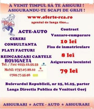 Acte auto, asigurari locuinte, asigurari RCA