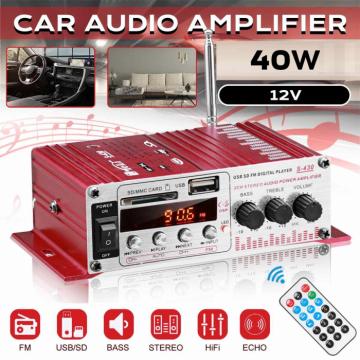 Amplificator auto Mini, stereo, 12V, 40 W, radio FM, citire