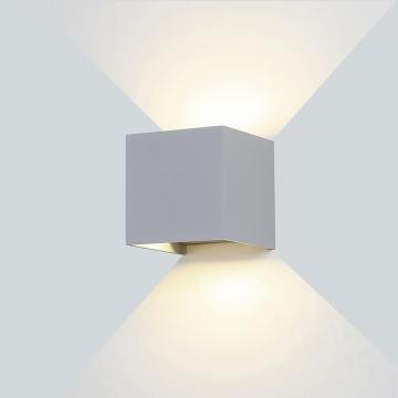 Aplica LED perete gri patrat 12W lumina calda alba