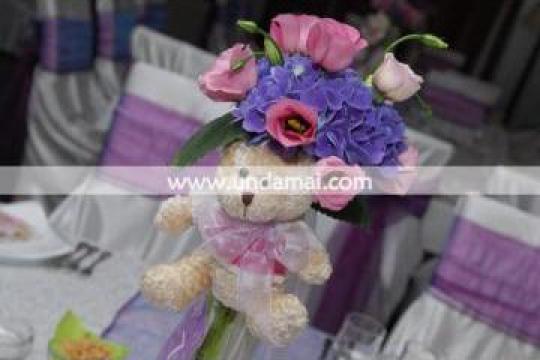 Aranjament floral botez in cilindru de sticla