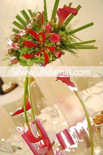 Aranjament floral nunta pentru masa in cilindru de sticla