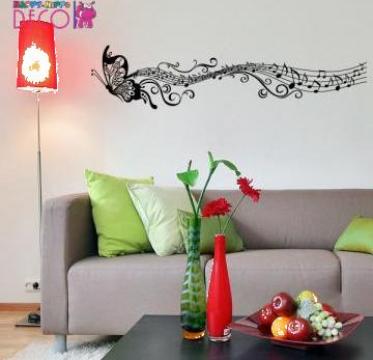 Autocolant decorativ de perete Fluture muzical