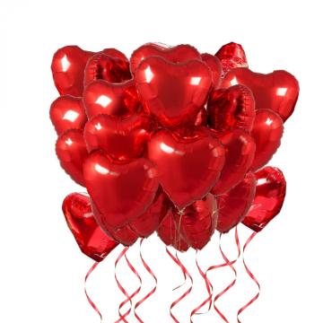 Baloane din folie in forma de inima, 46 cm, rosu, set 25 buc