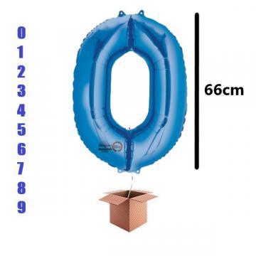 Balon folie cifra albastru umflat cu heliu 66cm