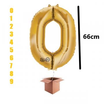 Balon folie cifra auriu umflat cu heliu 66cm
