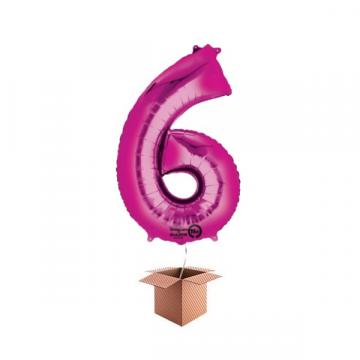 Balon folie cifra roz umflat cu heliu 66cm