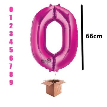 Balon folie cifra roz umflat cu heliu 66cm