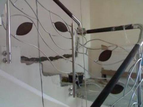 Balustrada de inox cu lemn stratificat