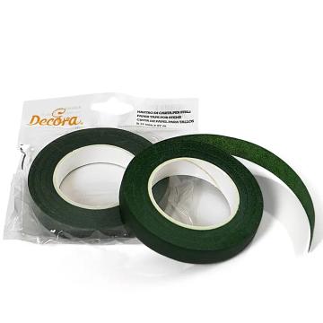 Banda hartie verde, flori pasta zahar, 12 mm x L 27 m