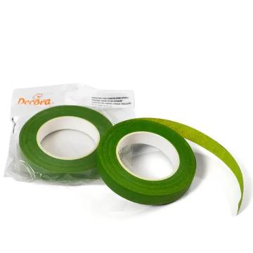 Banda hartie verde olive, flori pasta zahar, 12 mm x L 27 m