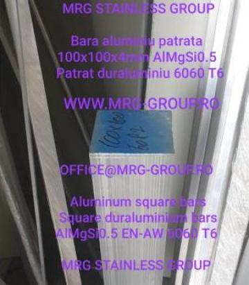 Bara aluminiu patrata 100x100mm duraluminiu EN 6082 AlMgSi1