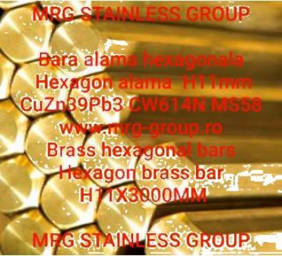 Bara hexagonala din alama 11mm CuZn39Pb3 (CW614N)