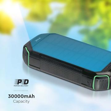 Baterie Power Bank cu incarcare wireless solara 30000mAh