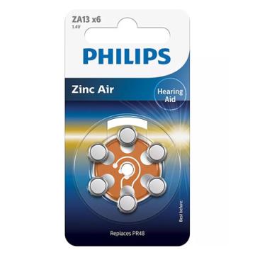 Baterie auditiva zinc air blister 6 buc Phili