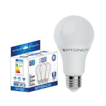 Bec LED A60 10W E27 - 3 buc/cutie - alb cald - 2700k