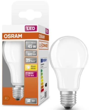 Bec LED Osram Classic A60, E27, 12-36V AC/DC, 6.5W (45W)