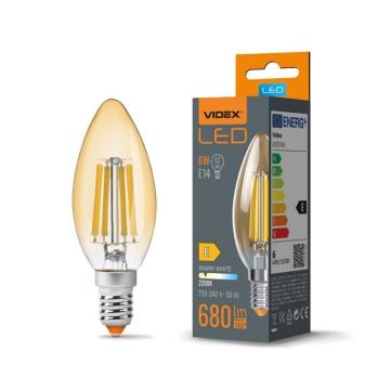 Bec LED filament - Videx - 6W - E14 - C35 - Amber
