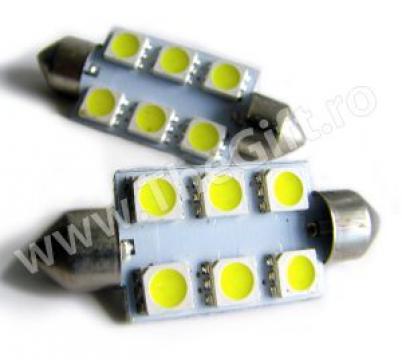 Becuri auto led T10 cu 6 SMD