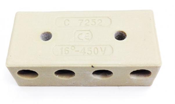 Bloc terminal ceramic 4 poli, 10mm, 30A, 450V