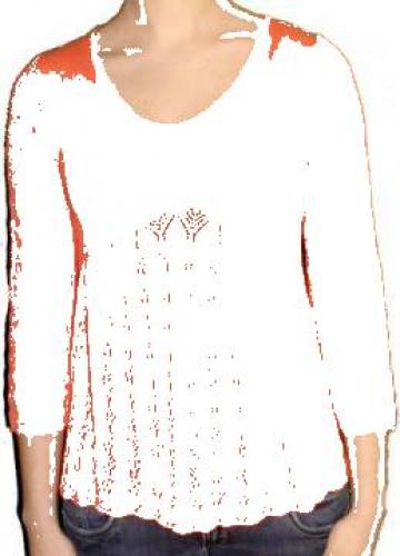 Bluza roz somon, tricotata, cu maneca trei sferturi