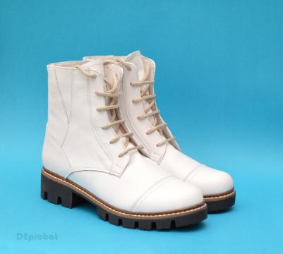 Bocanci dama piele naturala albi Rovi Design BOC18