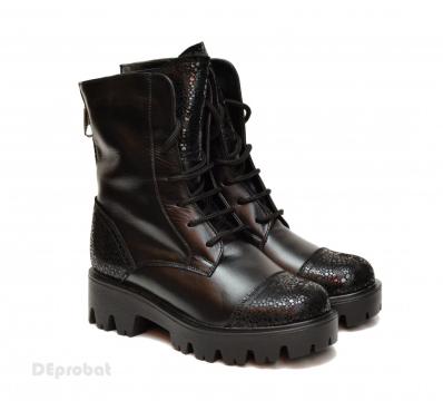 Bocanci negri dama piele naturala sport-casual BOC14NM