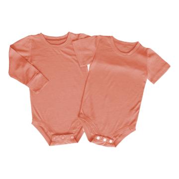 Body cu maneca lunga/scurta, lana merinos 100% coral