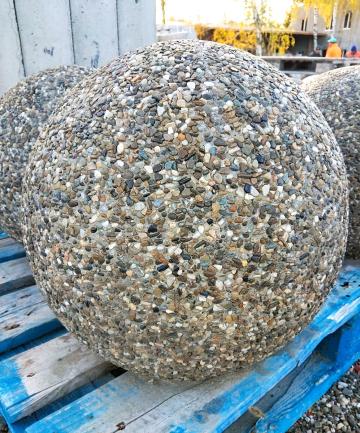 Bolard din beton sferic aspect piatra naturala - 45cm