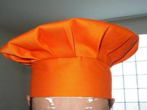 Boneta bucatar portocalie cu pliuri inchidere reglabila