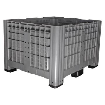 Boxpalet plastic cu pereti perforati 6 picioare