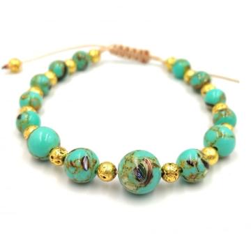 Bratara Lolit Handmade cu Howlit natural si roca vulcanica