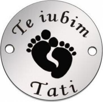 Bratara Te iubim tati, banut Argint 925, snur negru