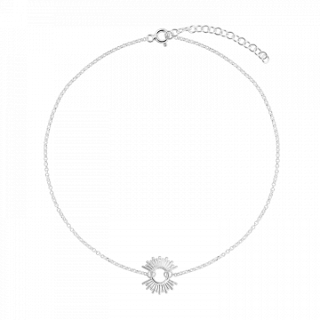 Bratara de picior din argint, conector soare, 22-27 cm