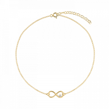 Bratara din argint placat cu aur, infinit cristal, 15-19 cm
