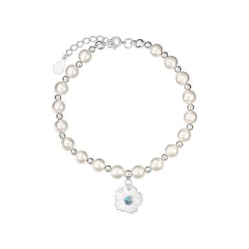 Bratara din perle, argint si aquamarin, Blooming Lolit