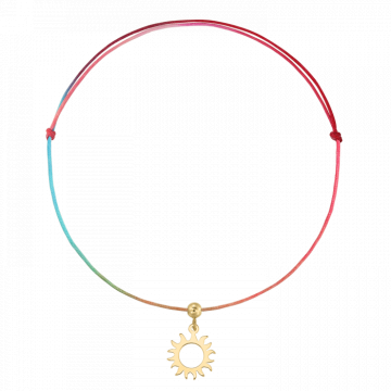 Bratara pentru picior din snur multicolor, charm soare