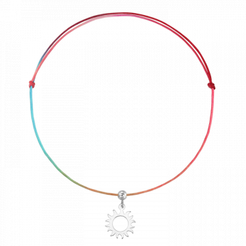 Bratara pentru picior din snur multicolor, charm soare