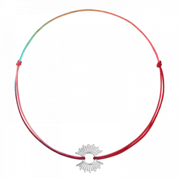 Bratara pentru picior din snur multicolor, conector soare