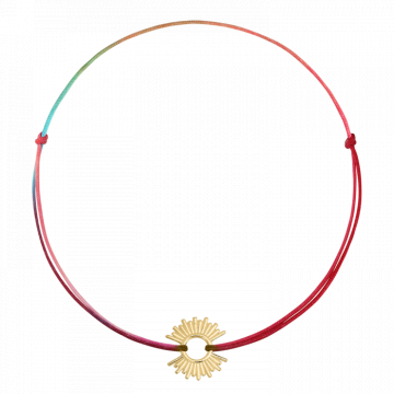 Bratara pentru picior din snur multicolor, conector soare
