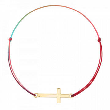 Bratara pentru picior din snur multicolor, cruce din argint