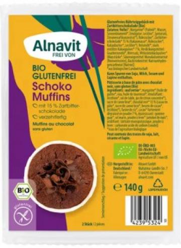 Briose cu ciocolata fara gluten, bio, 140g, 2 buc Alnavit