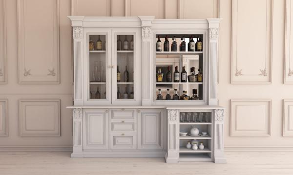 Bufet bar sufragerie lemn masiv, 2550 x 450 x 2400 mm