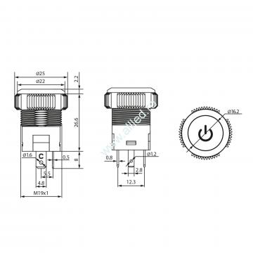 Buton de comanda 12V ND. Verde