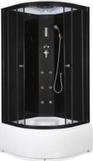 Cabina cu hidromasaj 80 cm semirotunda sticla si panel negru