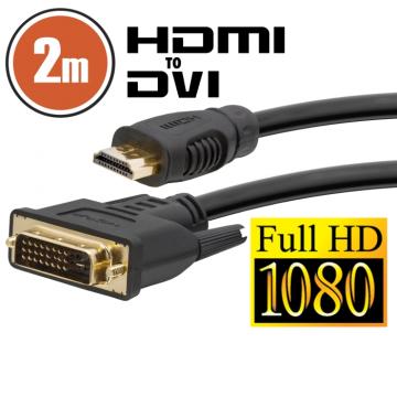 Cablu DVI-D / HDMI 2 m cu conectoare placate cu aur