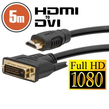 Cablu DVI-D / HDMI 5 m cu conectoare placate cu aur