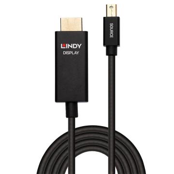 Cablu Lindy, 2m, Active Mini DisplayPort to HDMI, Negru