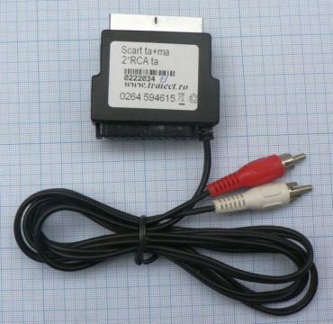 Cablu Scart In-Out- 2RCA tata/ 0.35m