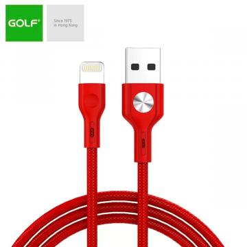 Cablu USB iPhone Lightning CD Leather Golf GC-60i rosu