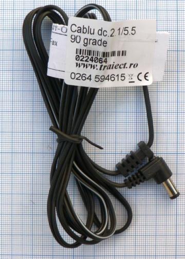 Cablu alimentare cu mufa DC tata , 90 grade ,2.1x5.5, 1.5m